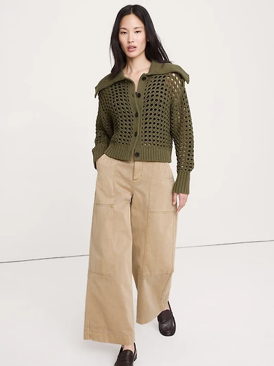 Cotton Open-Stitch Cardigan