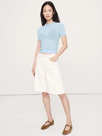 Sheer Ultra-Fine Cotton Sweater Tee