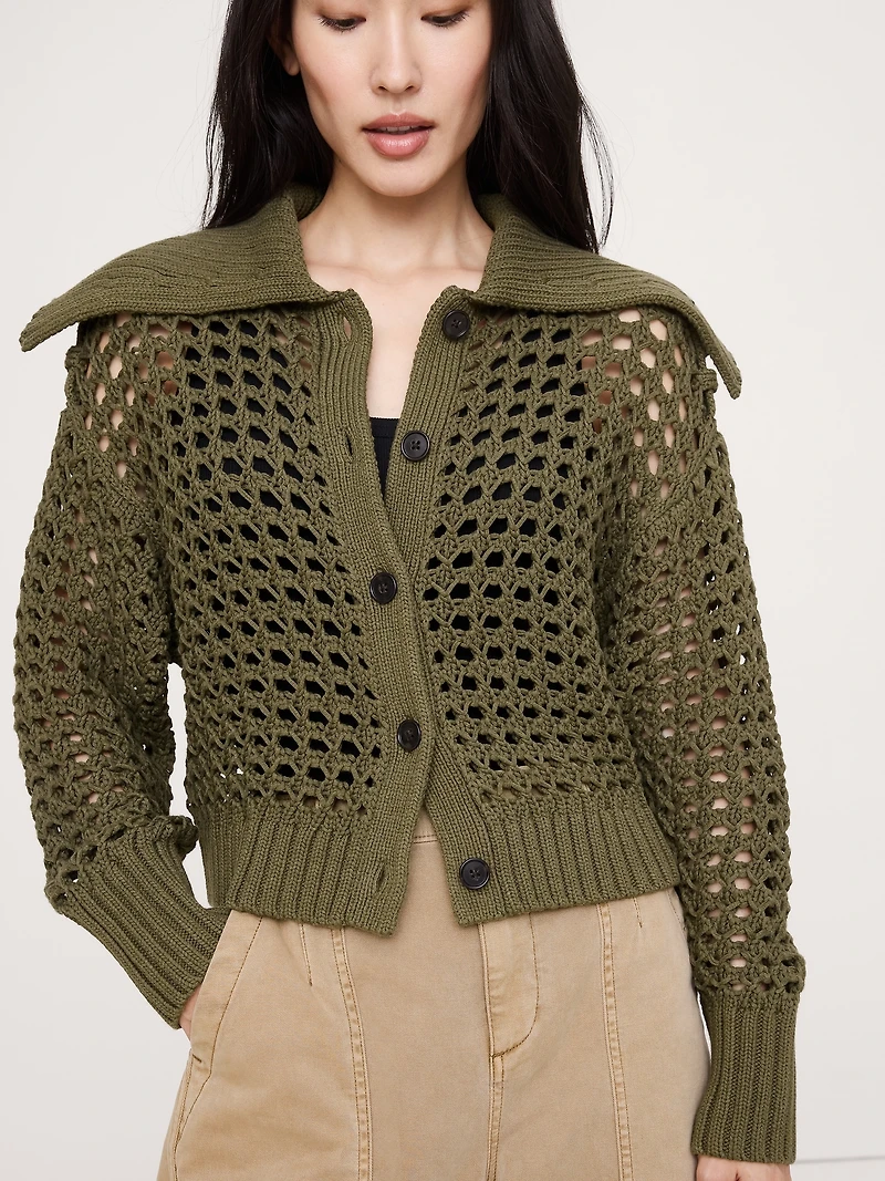 Cotton Open-Stitch Cardigan