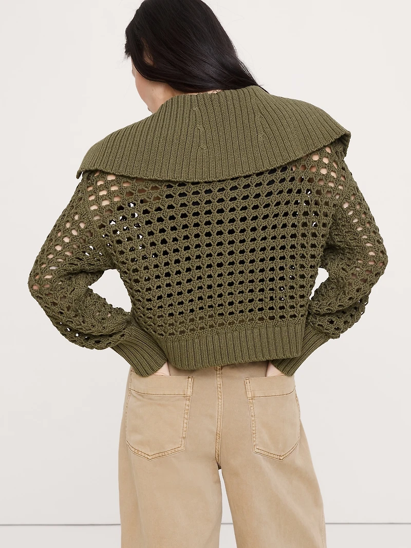 Cotton Open-Stitch Cardigan