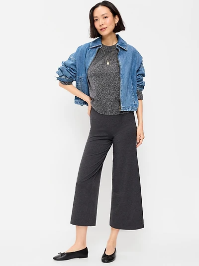 High-Waisted Fashion Wide-Leg Cropped Leggings