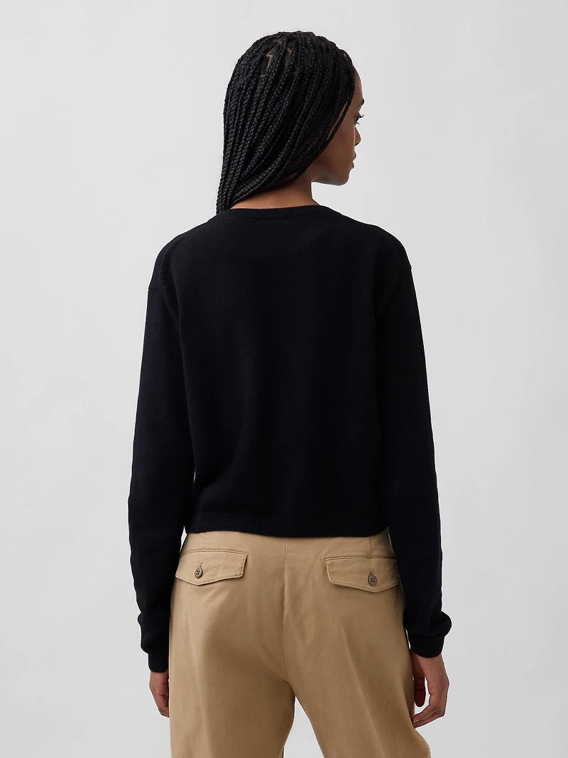 100% Cotton Relaxed Crop Cardigan Sweater