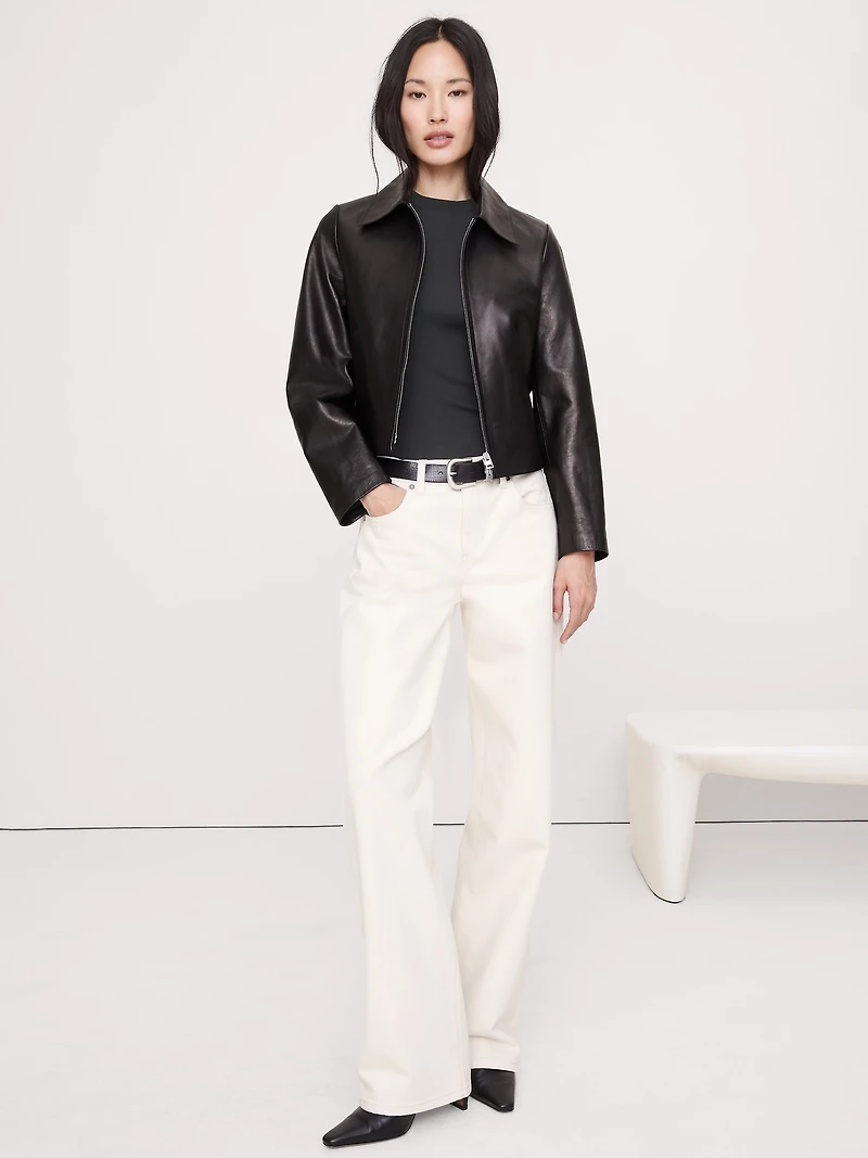 Airy Cotton Mock-Neck T-Shirt
