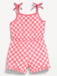 Printed Sleeveless Tie-Bow Romper for Toddler Girls