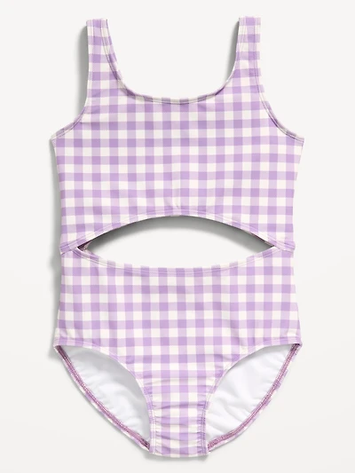 Printed Cutout One-Piece Swimsuit for Girls