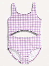 Printed Cutout One-Piece Swimsuit for Girls