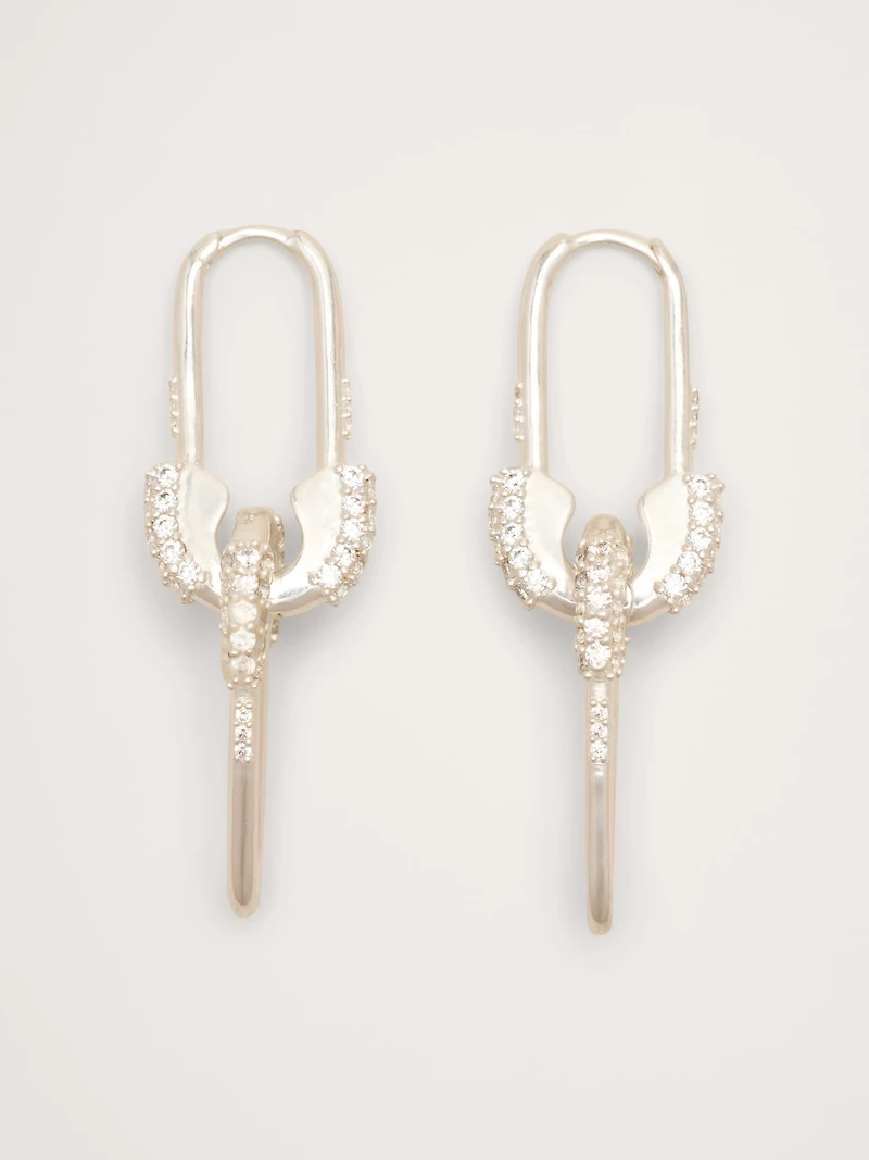 Rhinestone Safety Pin Earrings