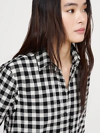 Cotton Poplin Trapeze Mini Shirt Dress