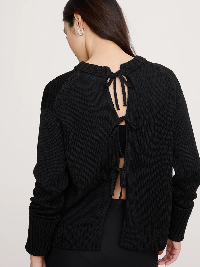 Cotton Tie-Back Sweater