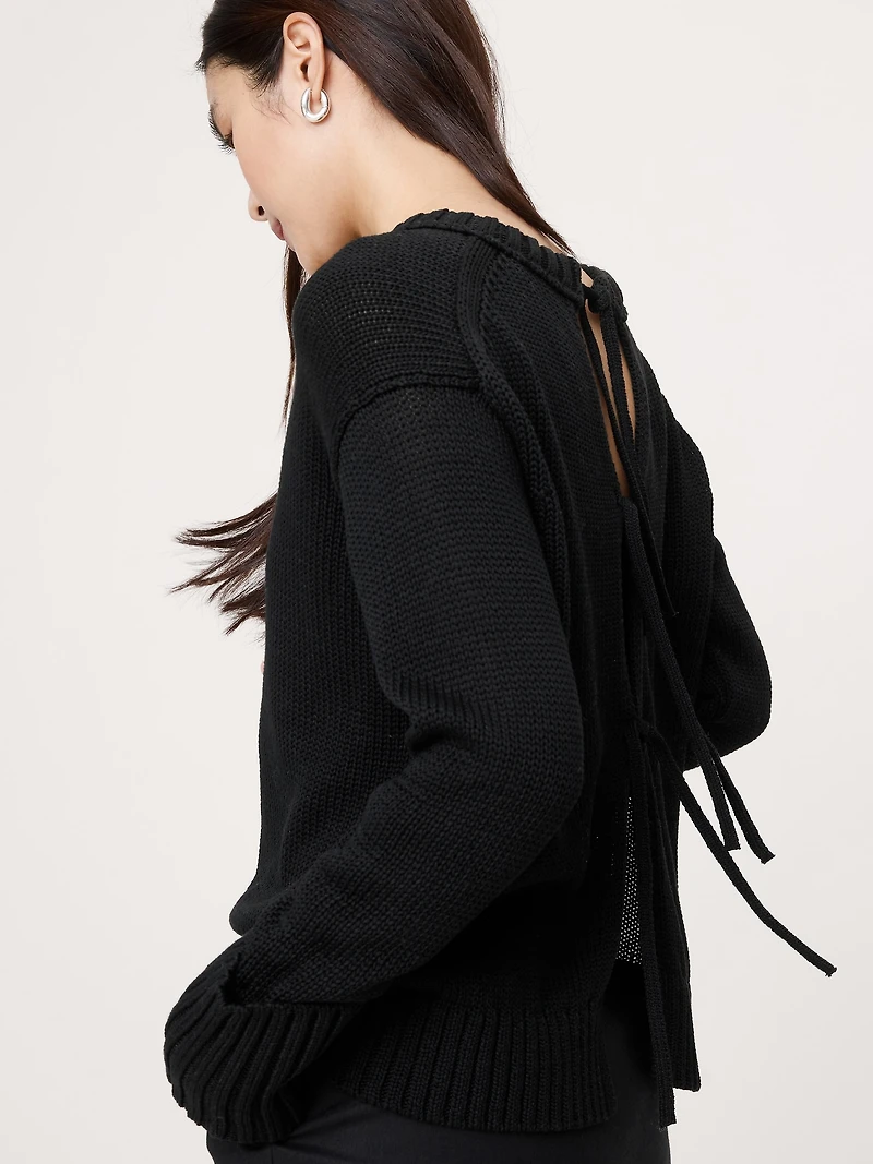 Cotton Tie-Back Sweater