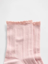 Pointelle Half Crew Socks