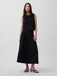 Poplin Drop-Waist Maxi Skirt