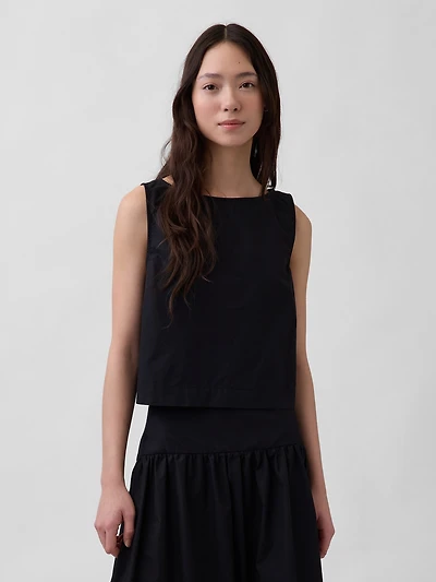 Poplin Boatneck Shell Tank Top