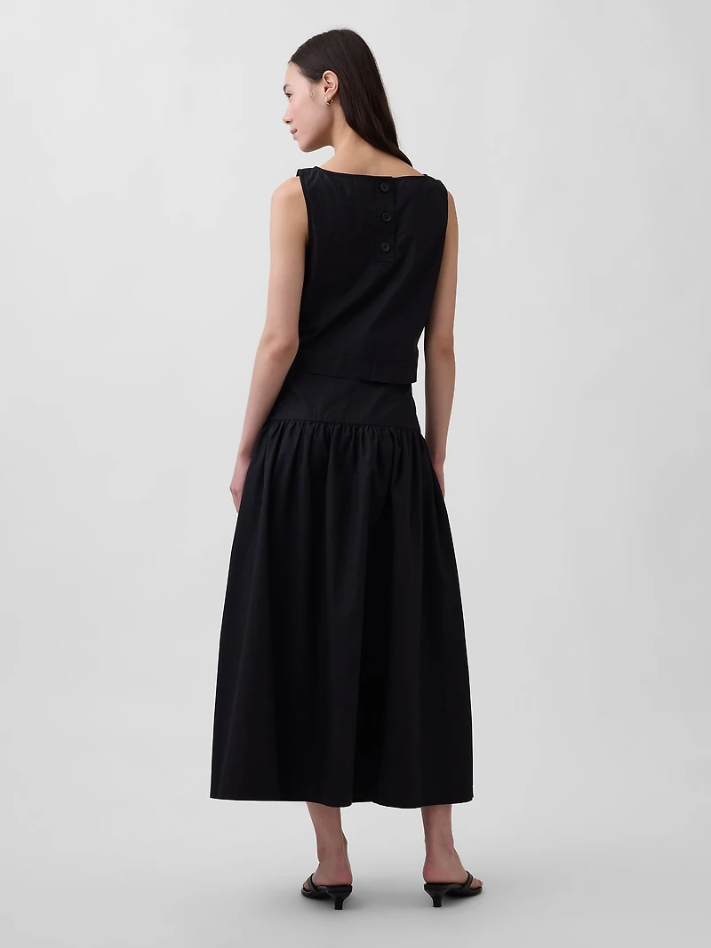 Poplin Drop-Waist Maxi Skirt