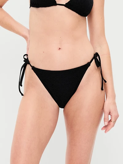 Eyelet String Bikini Swim Bottoms