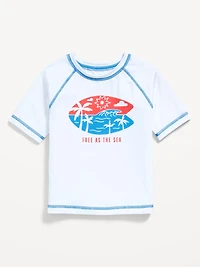Short-Sleeve Graphic Rashguard Swim Top for Toddler Boys