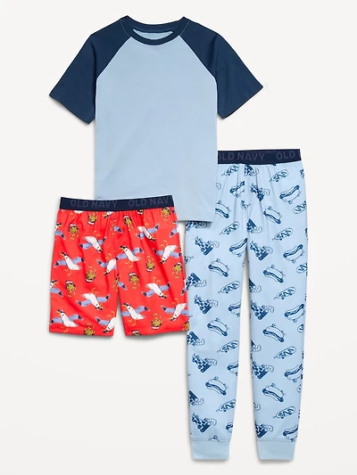 3-Piece Jersey-Knit Pajama Set for Boys