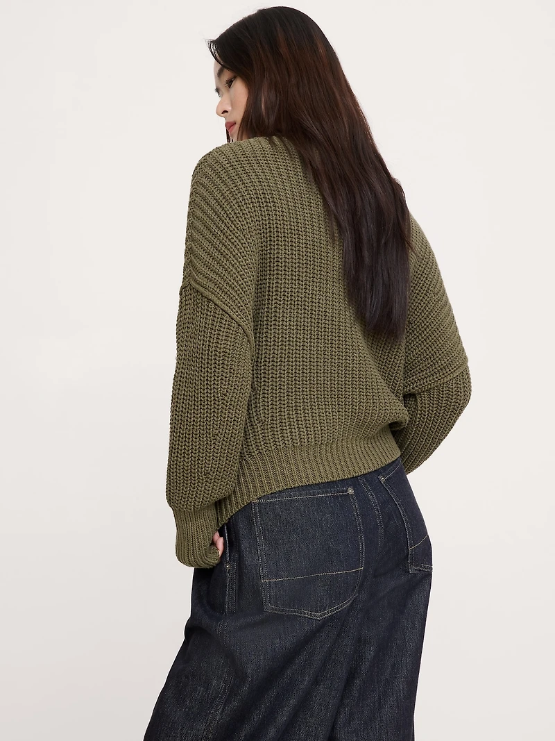 Chunky Cotton V-Neck Sweater