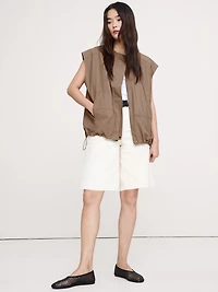 Cotton Poplin Bubble-Hem Top