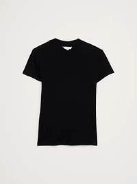 Airy Cotton Mock-Neck T-Shirt