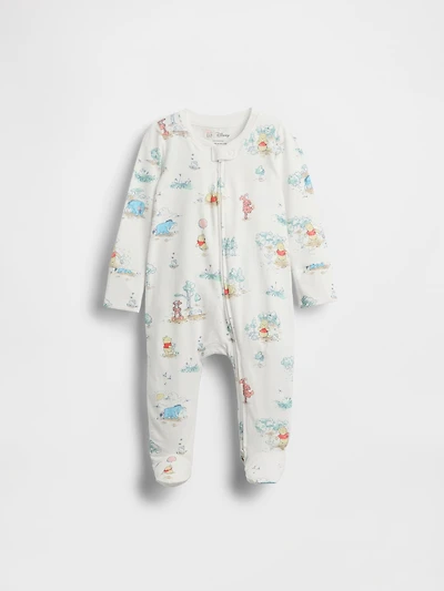 Baby Winnie The Pooh Organic Cotton Footed One-Piece