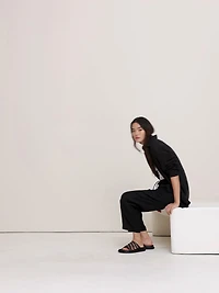 Barrel-Leg Linen Pull-On Pant