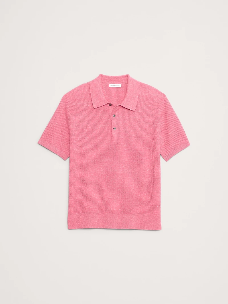 Linen-Cotton Sweater Polo