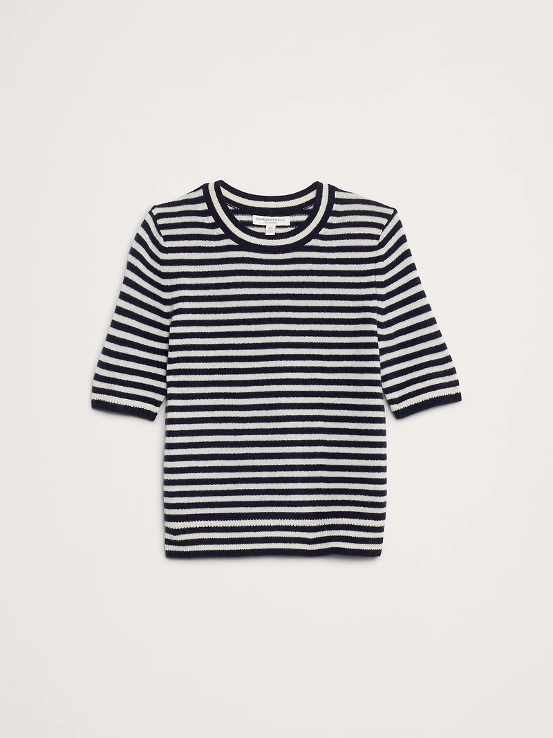 Lightweight Cashmere Short-Sleeve Sweater