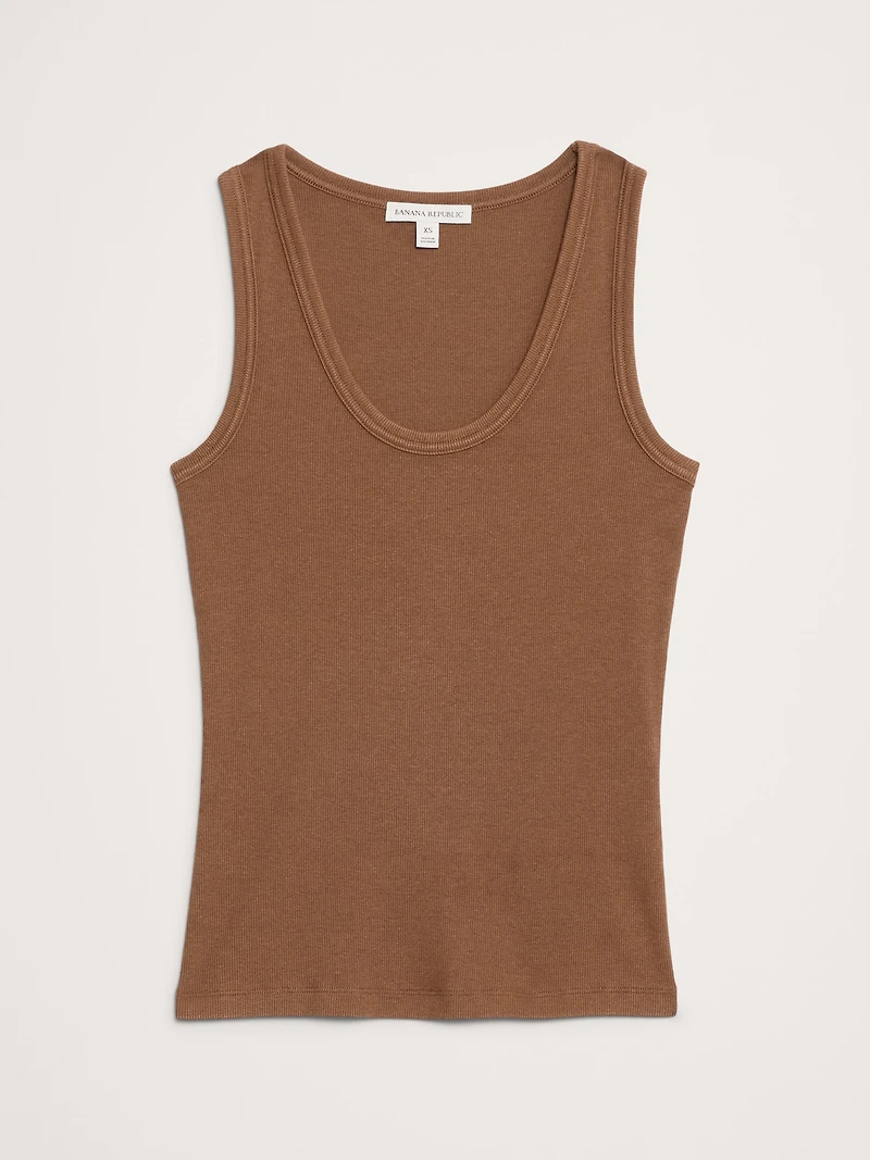Ribbed Scoop-Neck Tank