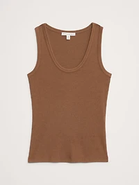 Ribbed Scoop-Neck Tank