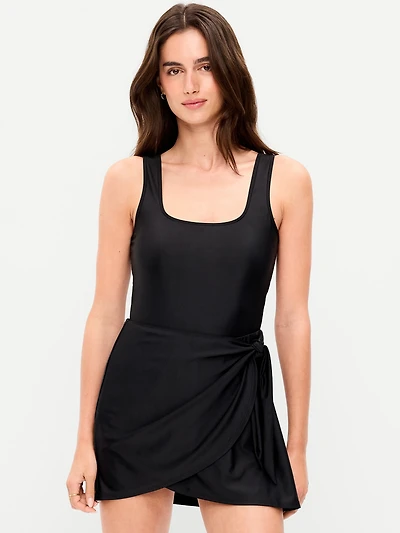 Matte Side-Tie Swim Dress