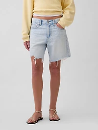 Mid Rise Loose Denim Bermuda Shorts