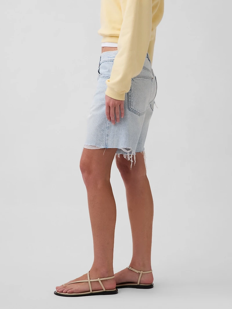 Mid Rise Loose Denim Bermuda Shorts