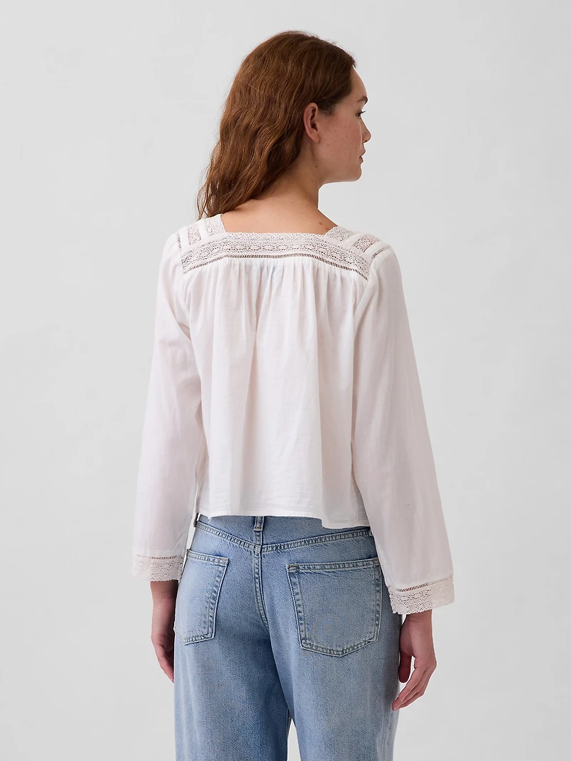 Lace-Trim Square-Neck Top