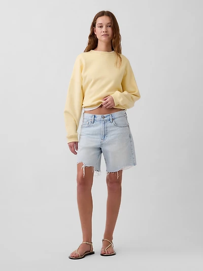 Mid Rise Loose Denim Bermuda Shorts