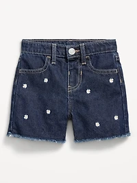 Embroidered Frayed-Hem Jean Shorts for Toddler Girls
