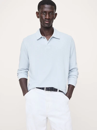 Cotton Jersey Long-Sleeve Polo