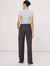 High-Rise Modern Straight Italian Lightweight Wool Pant