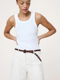 Skinny Woven Leather Belt
