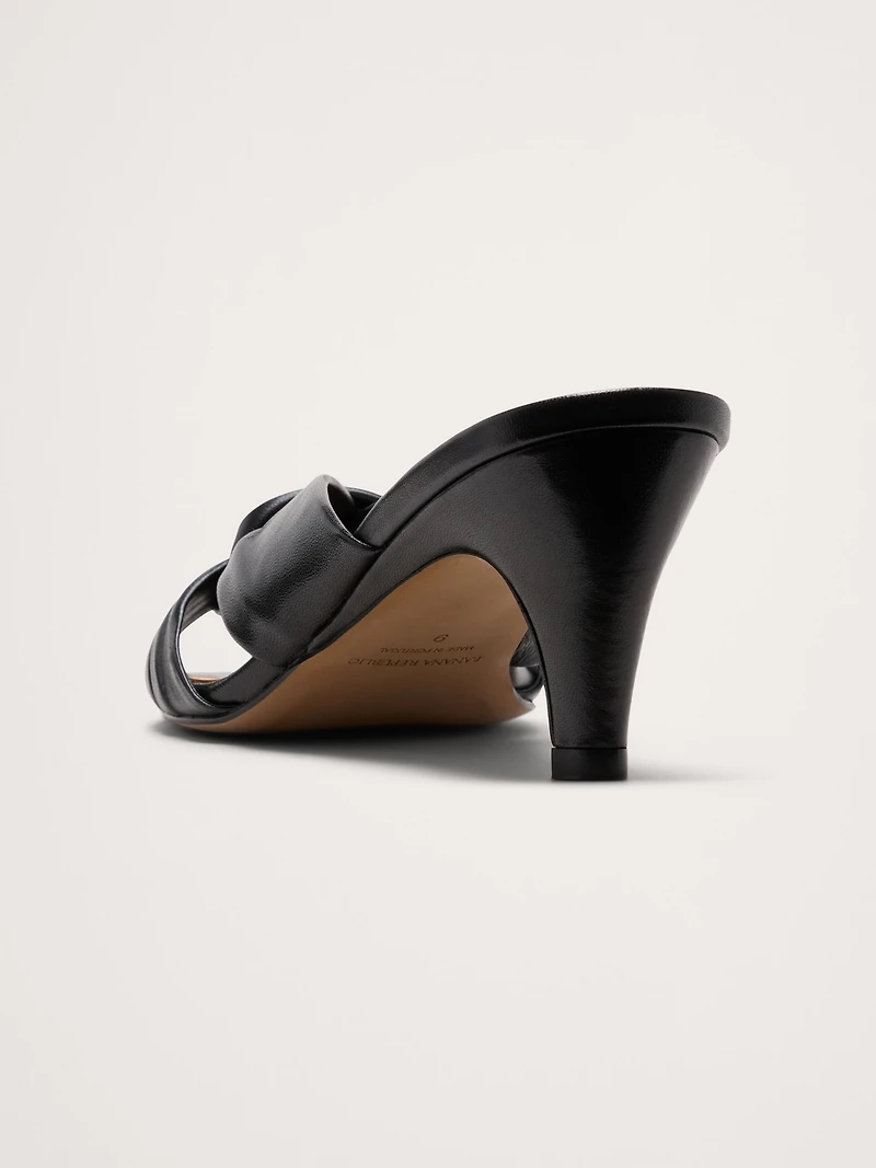 Italian Leather Soft-Knot Heeled Sandal