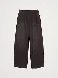 Wide-Leg Textured Twill Pull-On Pant