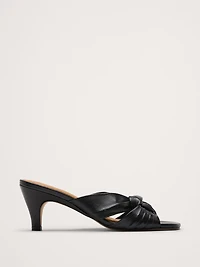 Italian Leather Soft-Knot Heeled Sandal