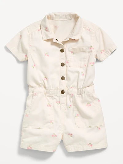 Short-Sleeve Utility Romper for Toddler Girls
