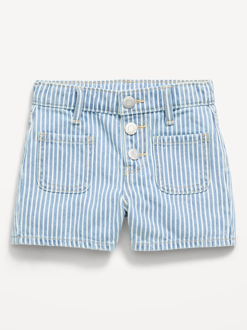 High-Waisted Striped Mariner Jean Shorts for Toddler Girls