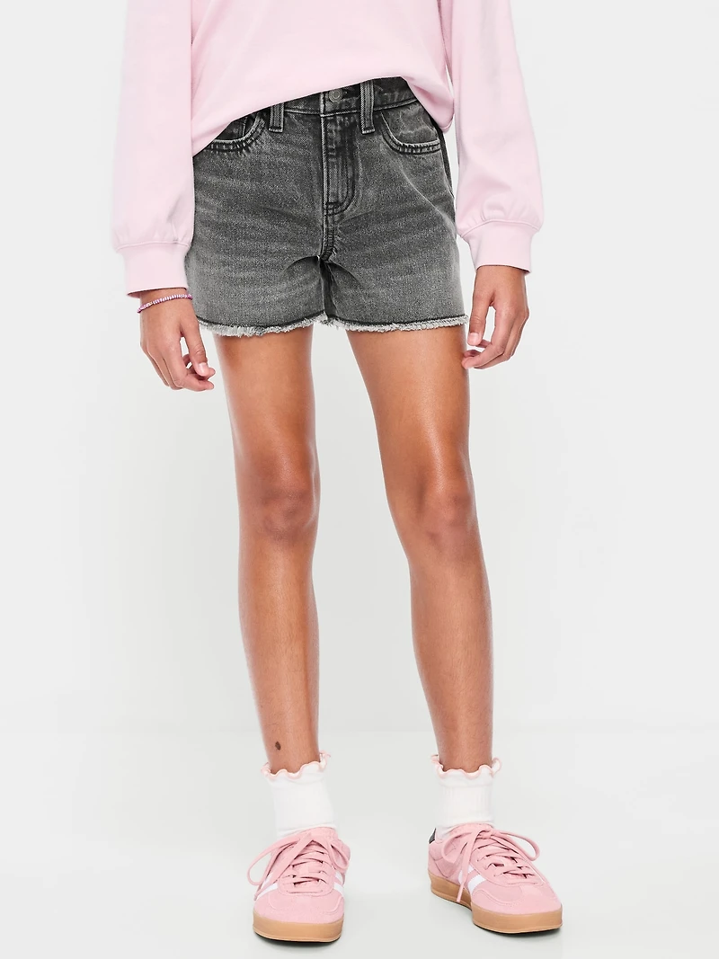 High-Waisted Frayed-Hem Jean Shorts for Girls