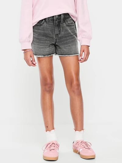 High-Waisted Frayed-Hem Jean Shorts for Girls