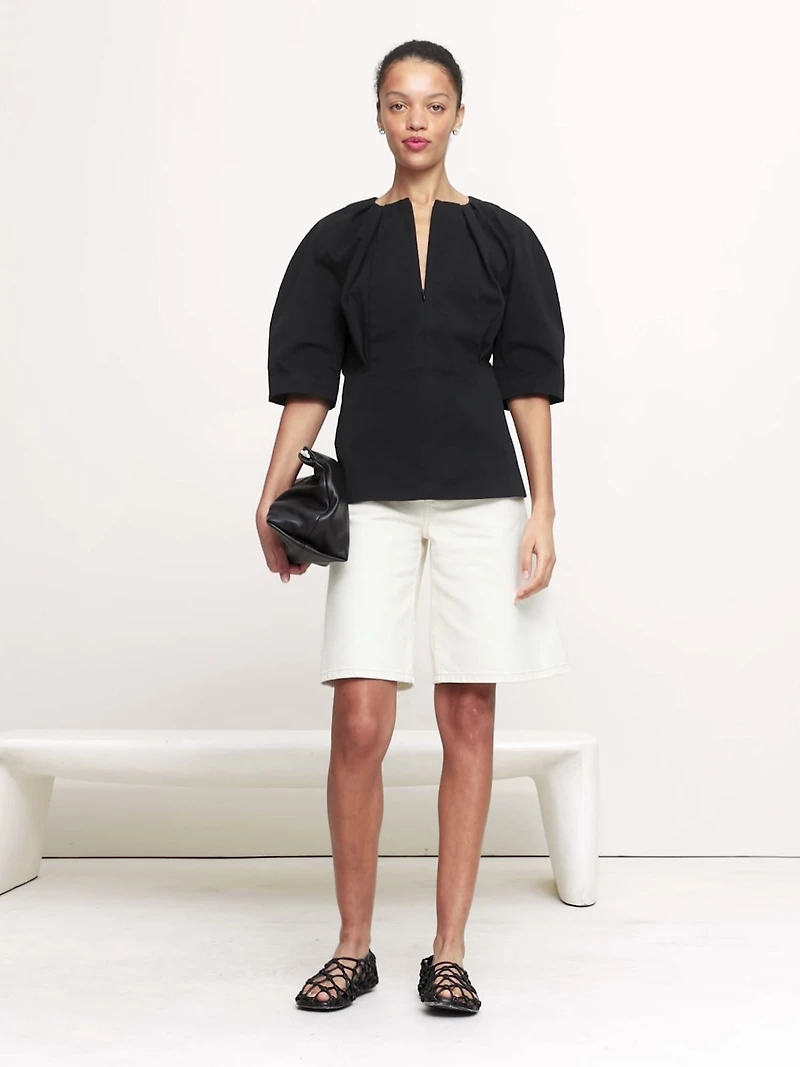 Soft Cotton Zip-Neck Top