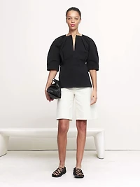 Soft Cotton Zip-Neck Top