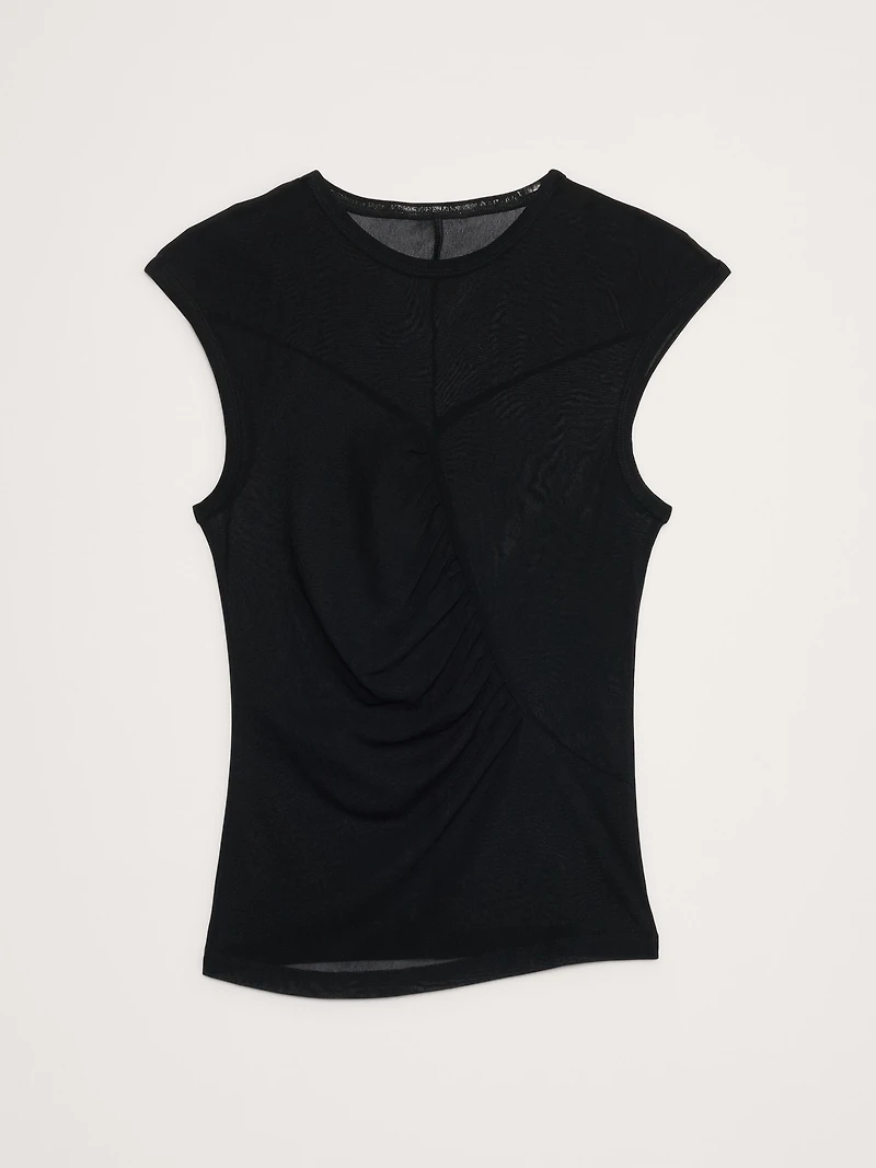 Ruched Mesh Top