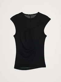 Ruched Mesh Top